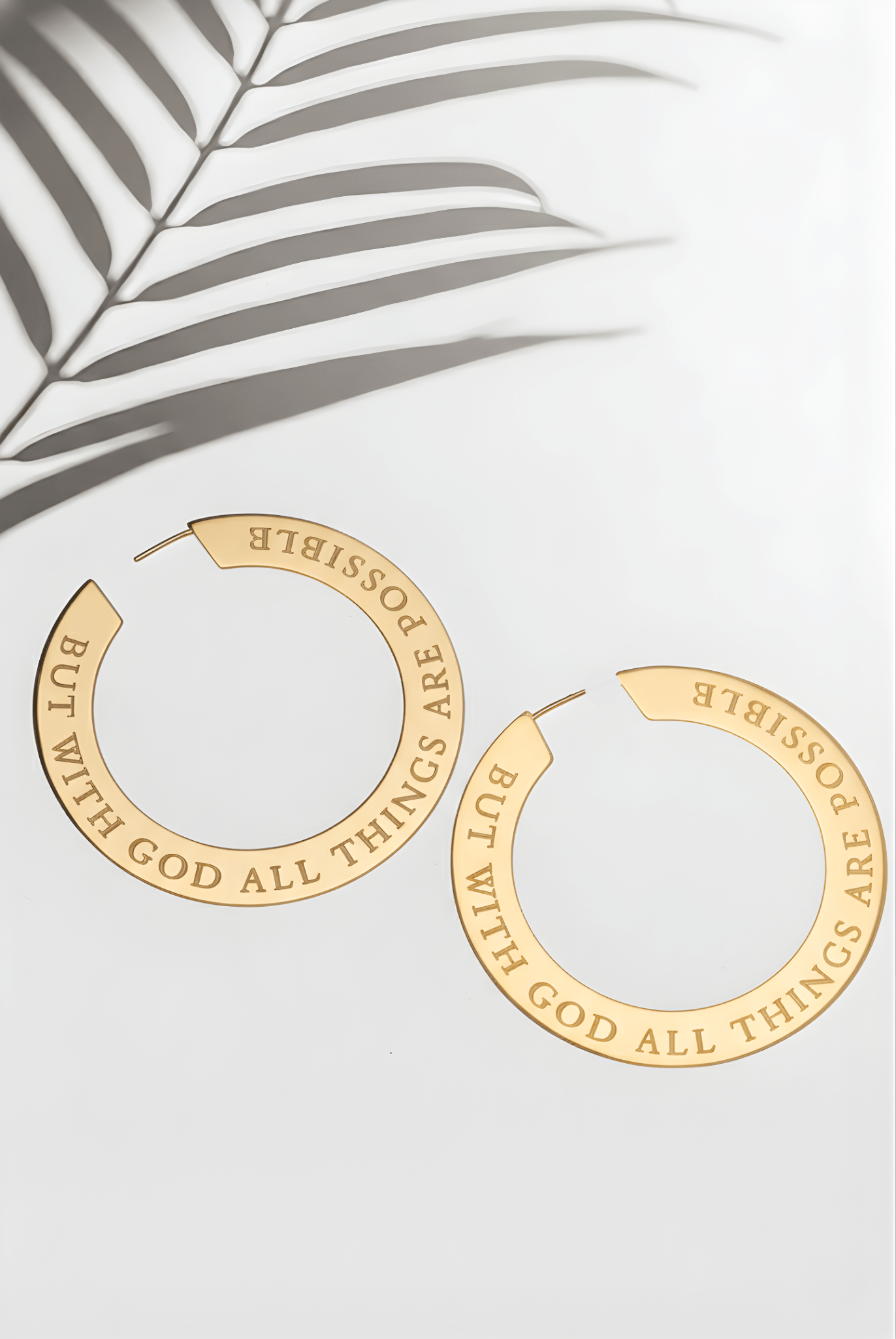 But With God...Large 18k Gold Plated Hoops - A Meaningful Mood