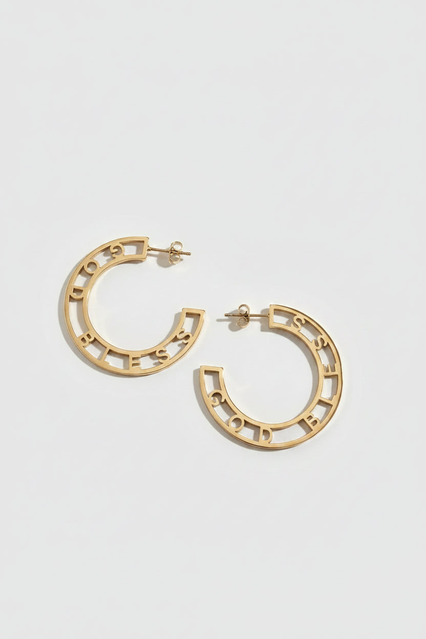 *Coming Soon* God Bless Hoops 18k Gold Plated - A Meaningful Mood