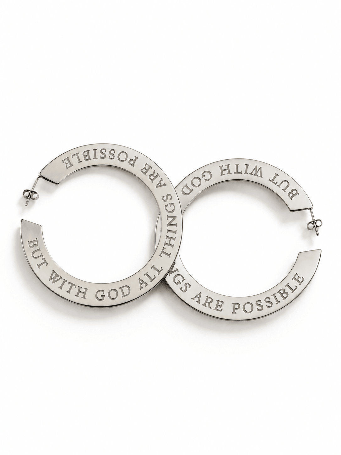 Matthew 19:26 Faith Hoops Stainless Steel - A Meaningful Mood