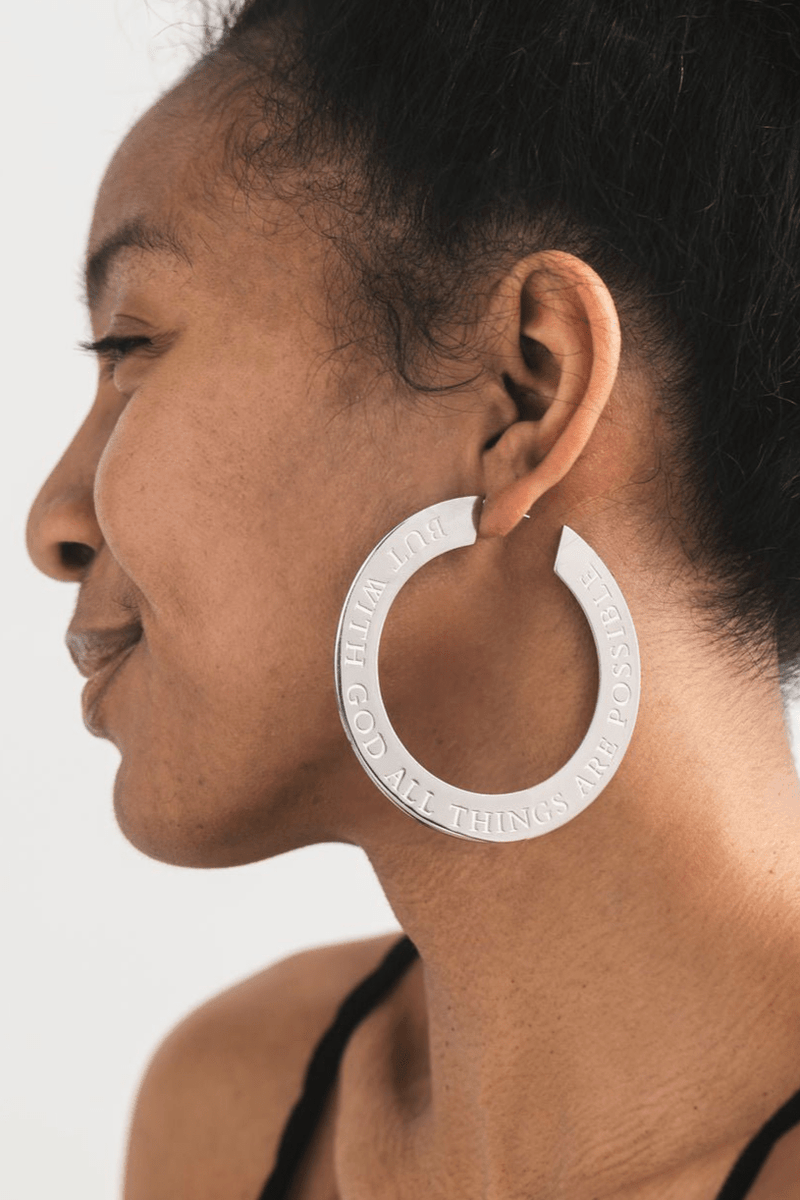 But With God...Large Stainless Steel Hoops - A Meaningful Mood