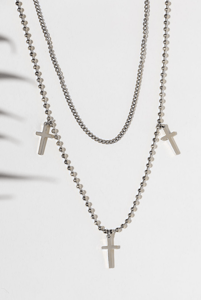 *Coming Soon* So Chic Cross Layered Necklace Stainless Steel - A Meaningful Mood