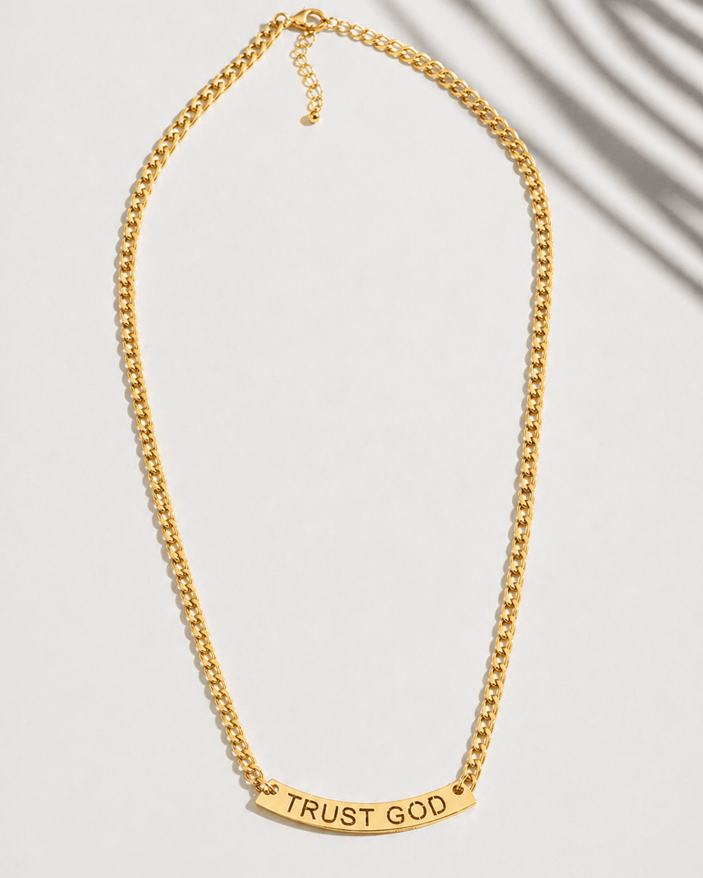 *Coming Soon* Trust God Curved Pendant Necklace Gold - A Meaningful Mood