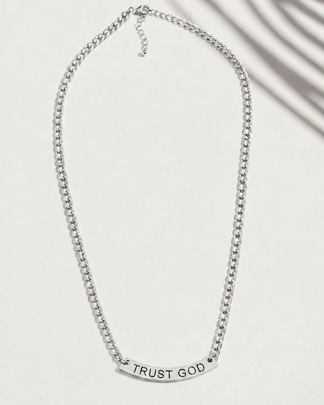 *Coming Soon* Trust God Curved Pendant Necklace Stainless Steel - A Meaningful Mood