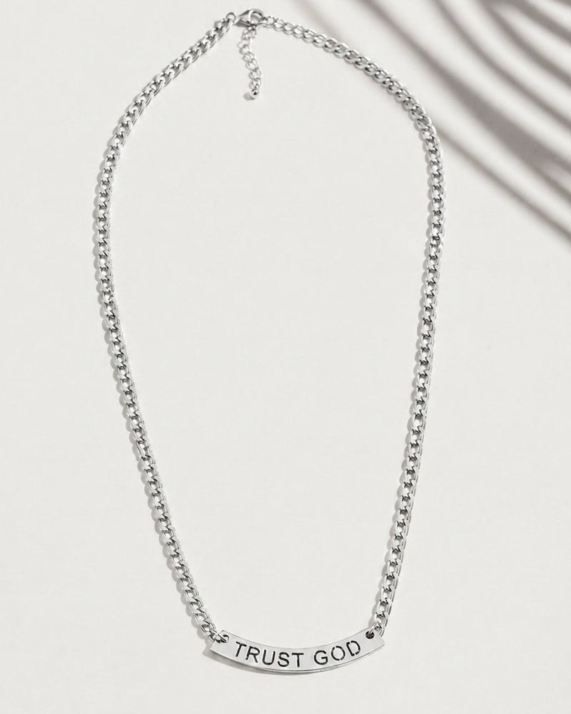 *Coming Soon* Trust God Curved Pendant Necklace Stainless Steel - A Meaningful Mood