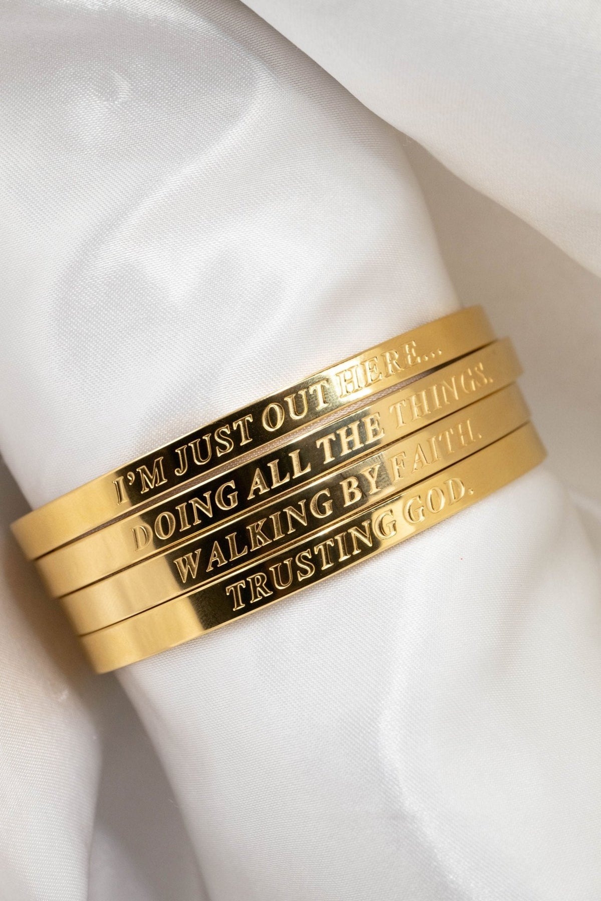 Faith Reflections 4pc Christian Bangle Set - 18k Gold Plated | A ...