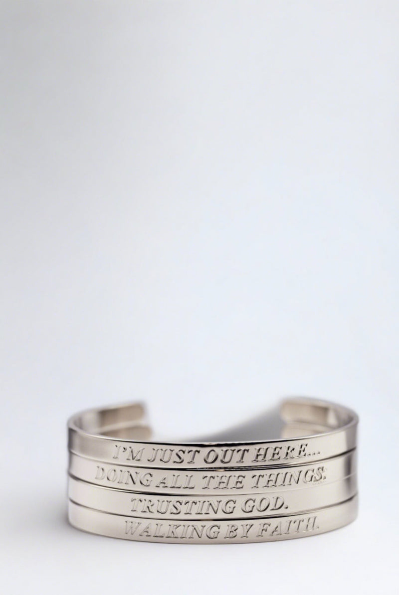 Faith Reflections 4pc 6mm Stainless Steel Bangle Set - A Meaningful Mood