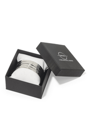 Silver scripture bangles presented in a black AMM gift box – perfect faith-based jewelry gift set for Christian women.