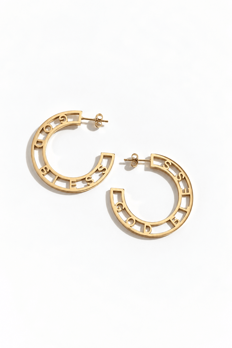 God Bless Hoops 18k Gold Plated - A Meaningful Mood
