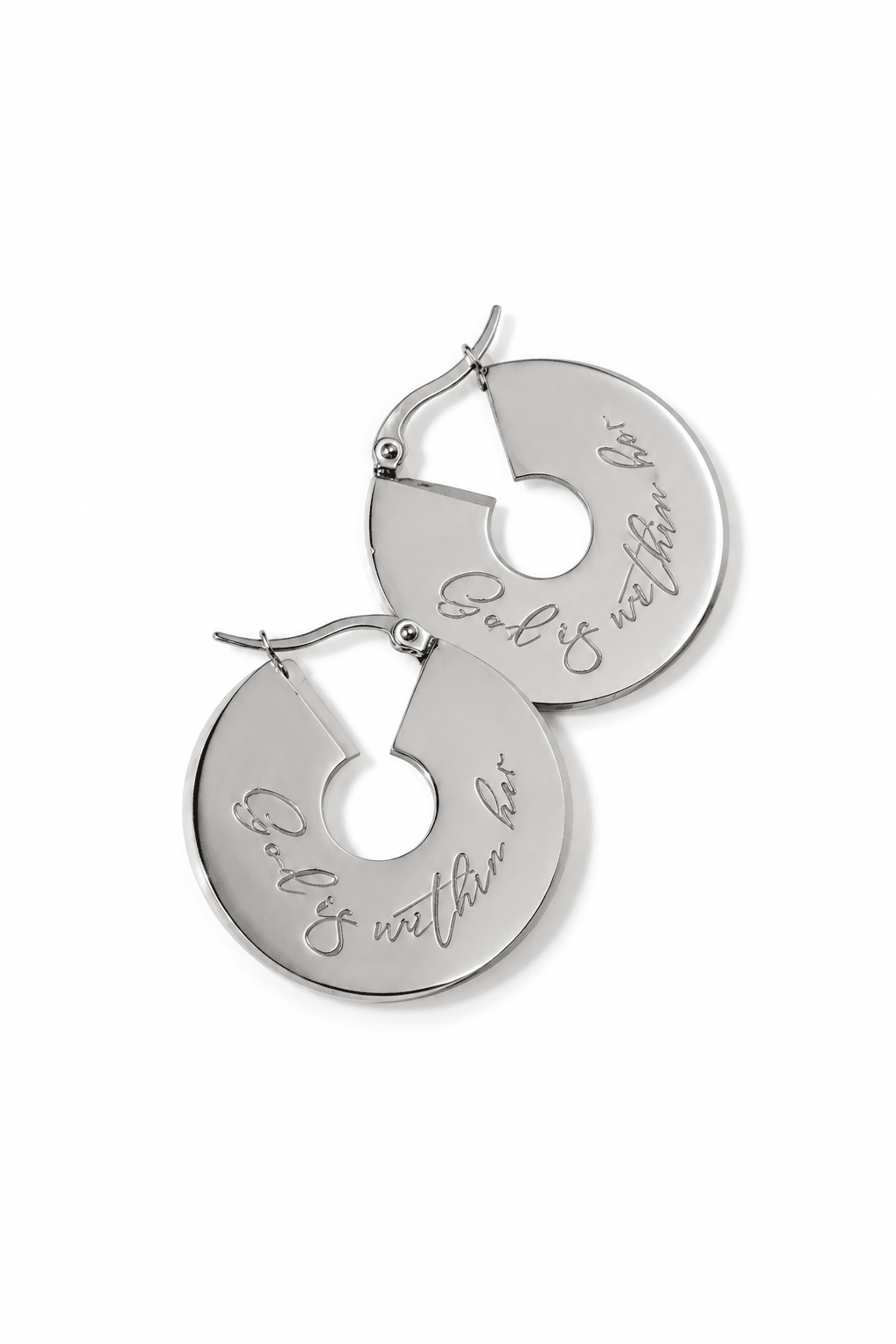 God is Within Her Hoops Stainless Steel - A Meaningful Mood