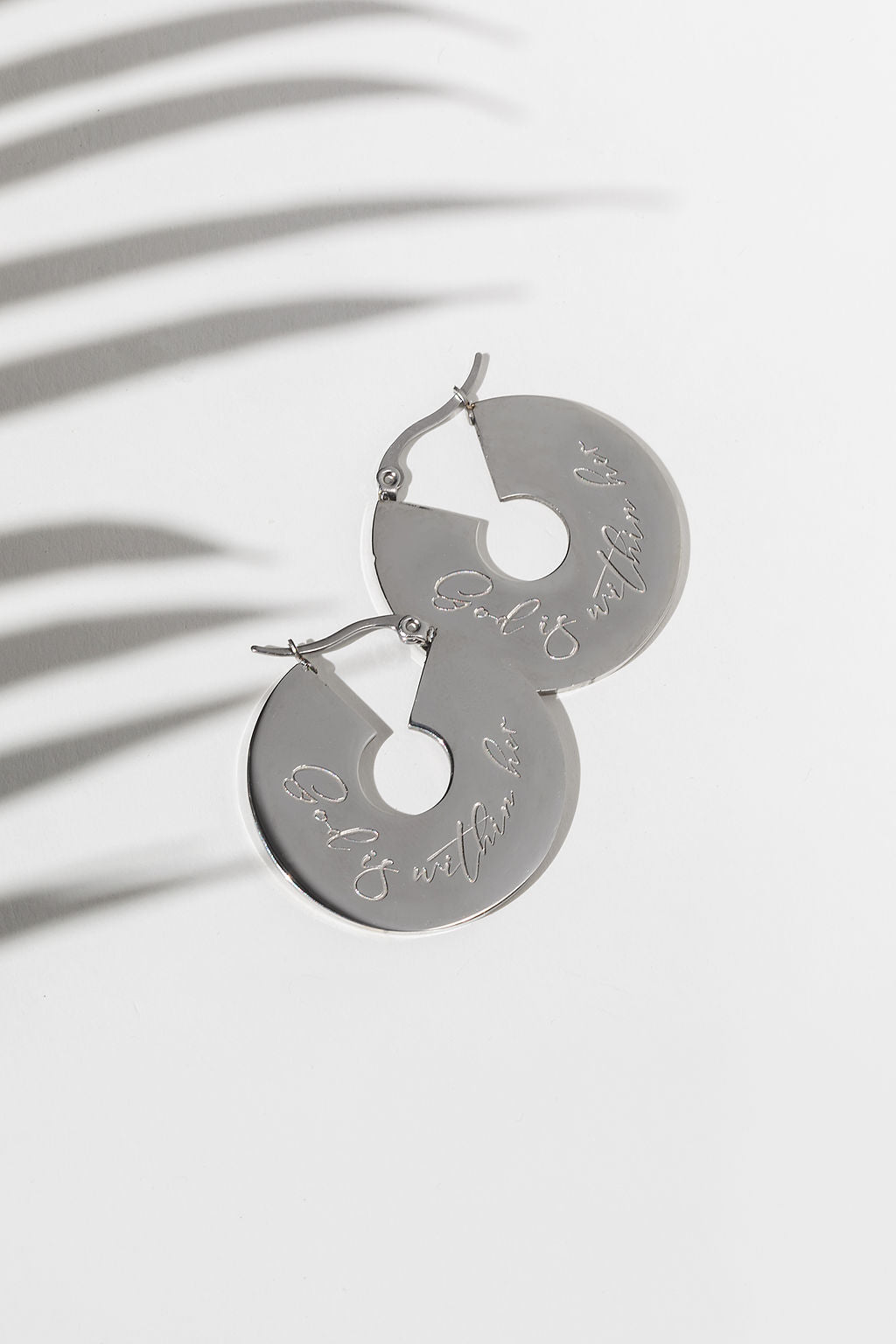 God is Within Her Small Engraved Hoops Stainless Steel | A God is Within Her Small Engraved Hoops Stainless Steel | A