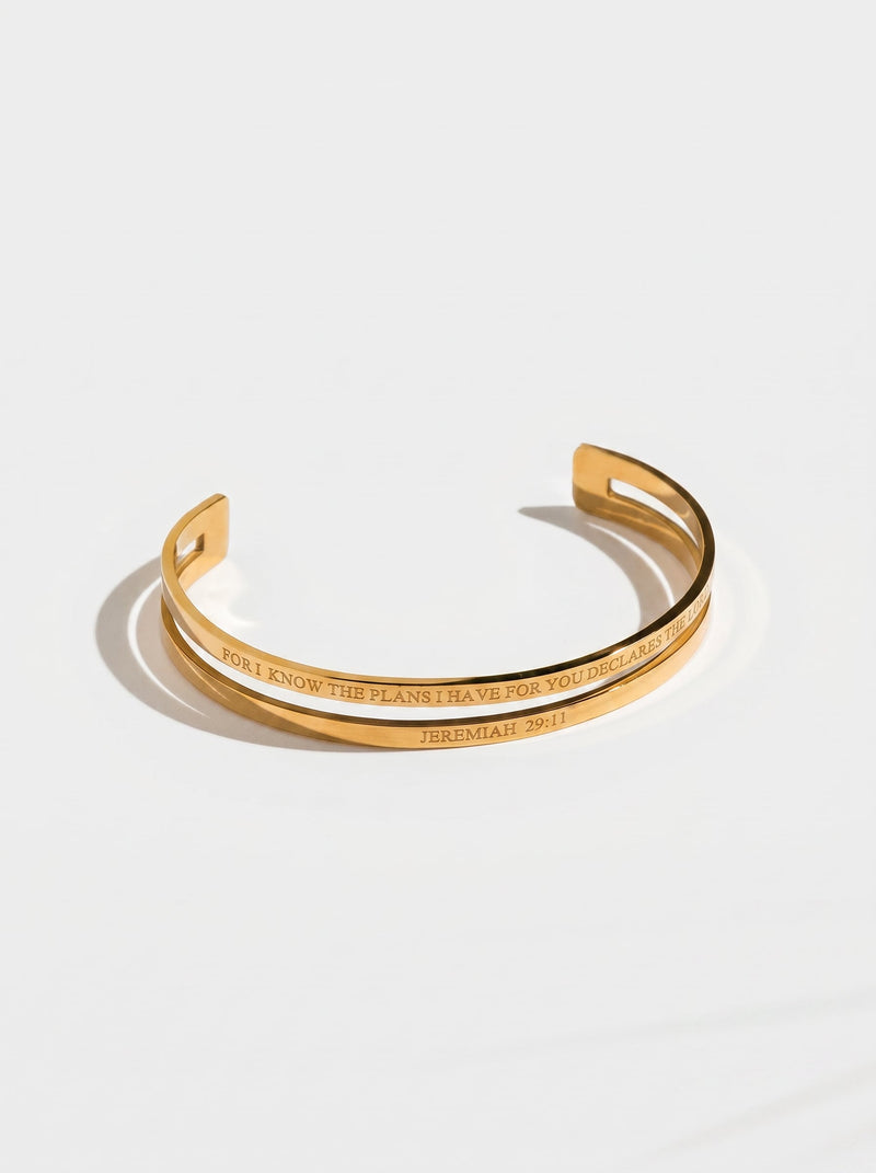 Jeremiah 29:11 Hope Double Bangle Gold