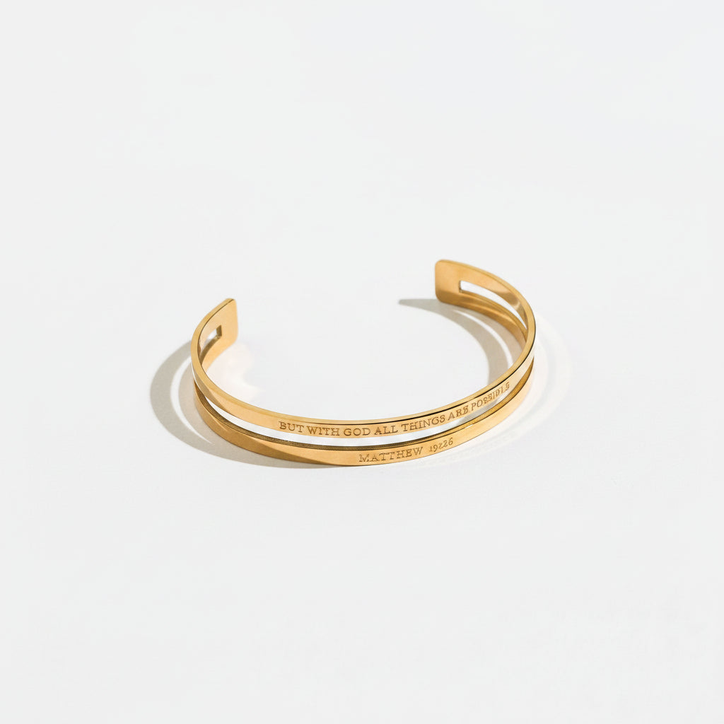 Matthew 19:26 Faith Double Bangle - A Meaningful Mood