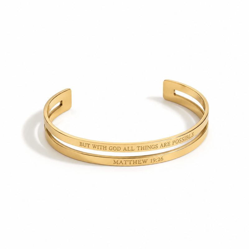 Matthew 19:26 Faith Double Bangle Gold - A Meaningful Mood