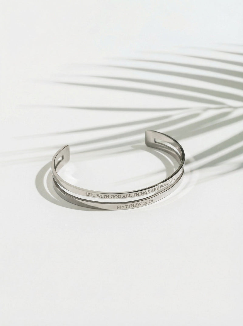 Matthew 19:26 Faith Double Bangle Stainless Steel - A Meaningful Mood