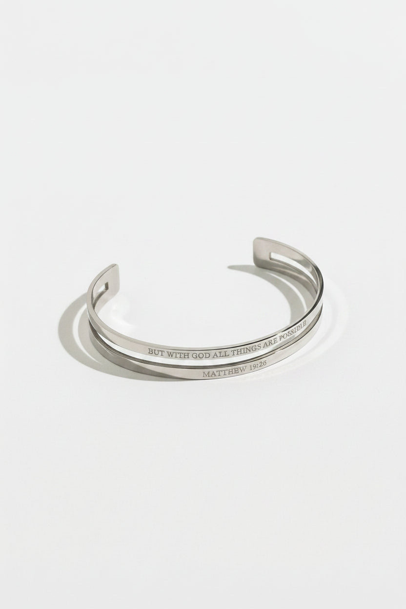 Matthew 19:26 Faith Double Bangle Stainless Steel - A Meaningful Mood
