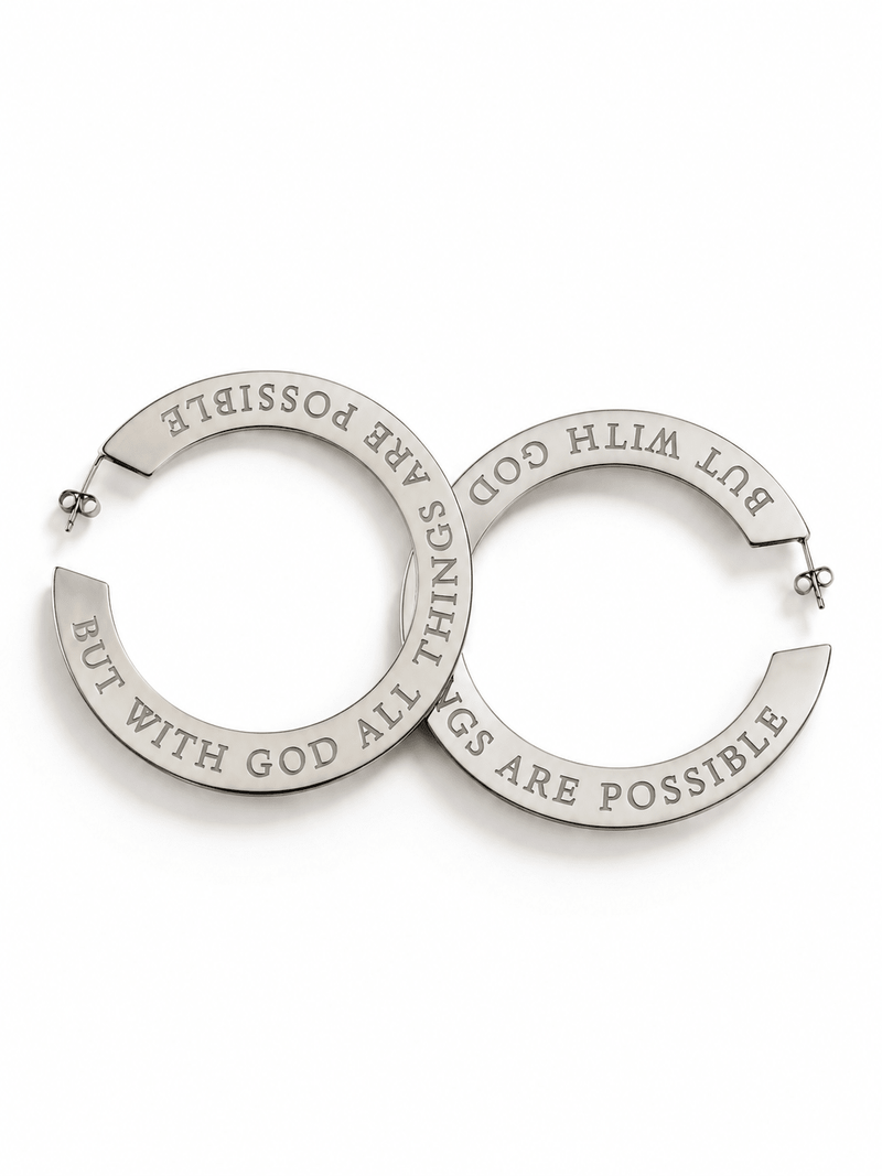 Matthew 19:26 Faith Hoops Stainless Steel - A Meaningful Mood