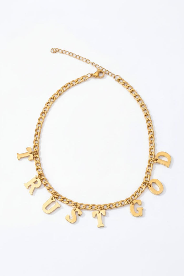 *New* Trust God Charm Anklet Gold - A Meaningful Mood