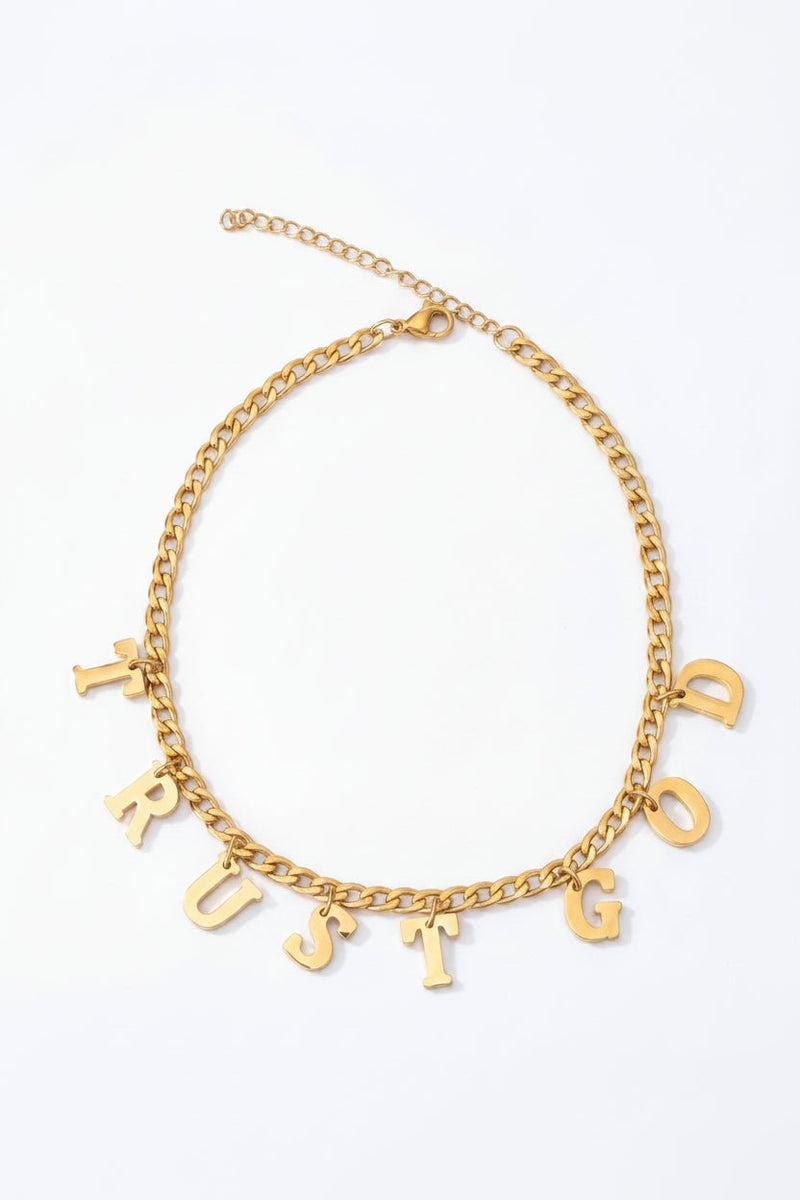*New* Trust God Charm Anklet Gold - A Meaningful Mood
