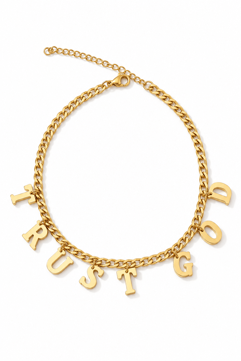 *New* Trust God Charm Anklet Gold - A Meaningful Mood