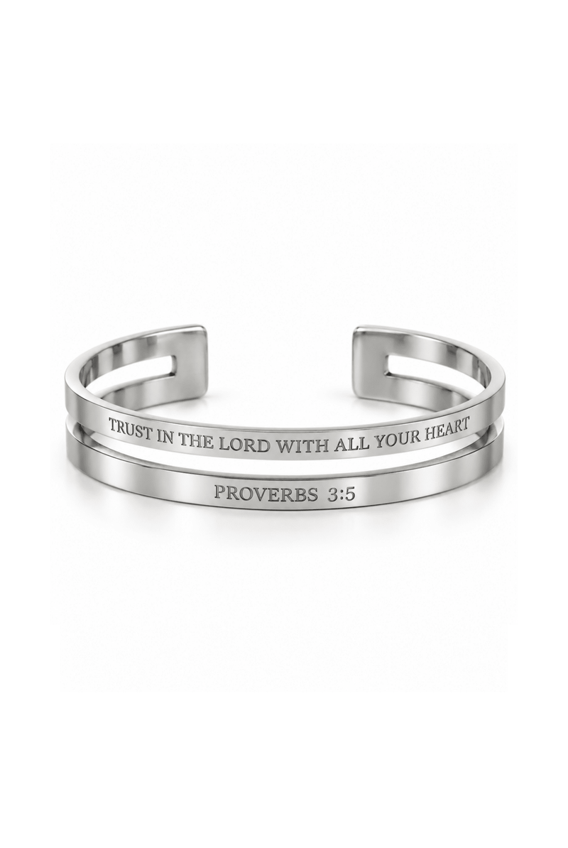 Proverbs 3:5 Trust Double Bangle Stainless Steel - A Meaningful Mood