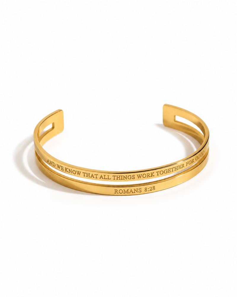 Romans 8:28 Purpose Double Bangle Gold - A Meaningful Mood