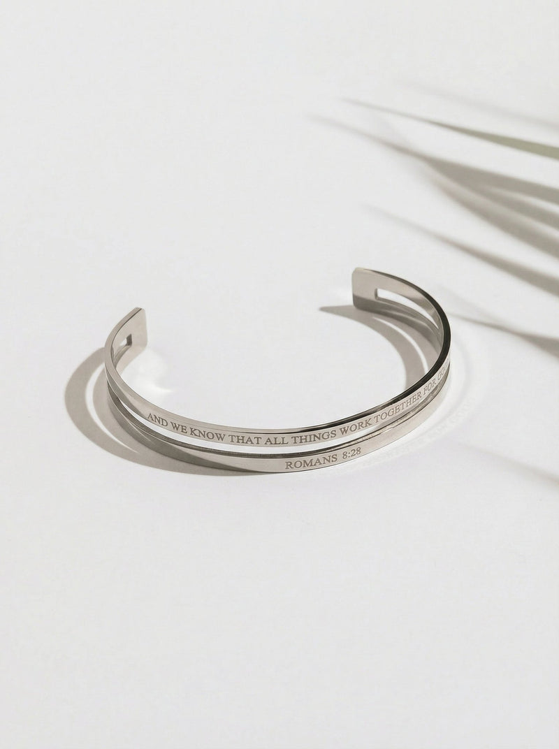 Romans 8:28 Purpose Double Bangle Stainless Steel - A Meaningful Mood