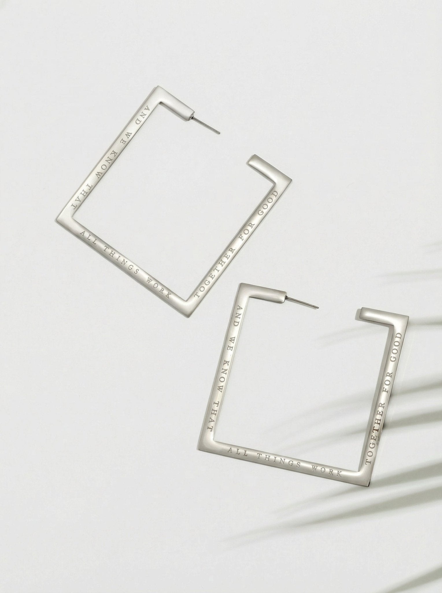 Romans 8:28 Purpose Sq. Hoops Stainless Steel - A Meaningful Mood