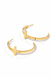 So Chic Cross Hoops 18k Gold-Plated - A Meaningful Mood