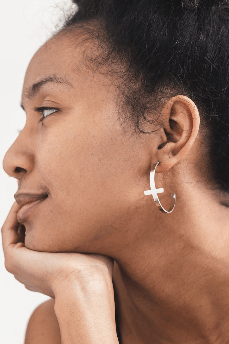 So Chic Cross Hoops Stainless Steel - A Meaningful Mood