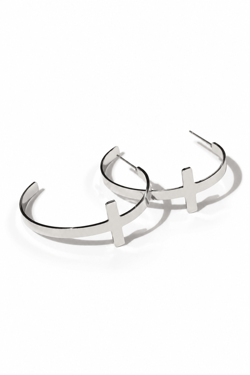 So Chic Cross Hoops Stainless Steel - A Meaningful Mood