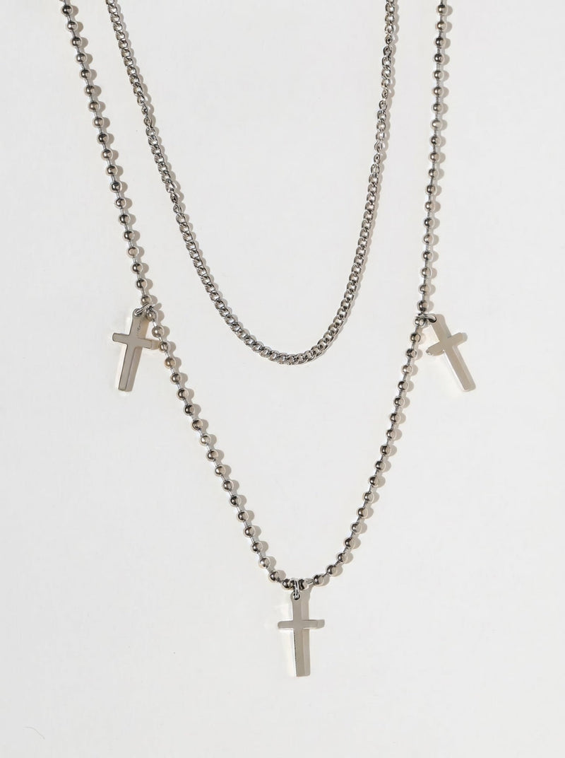 So Chic Cross Layered Necklace Stainless Steel - A Meaningful Mood