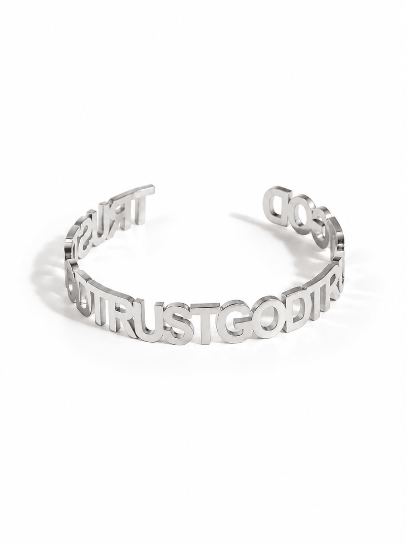 Trust God Bold Bangle Stainless Steel - A Meaningful Mood