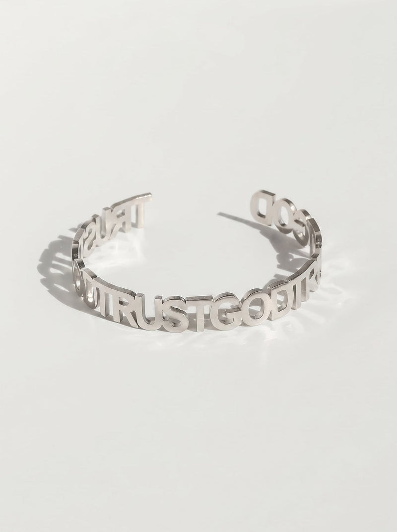 Trust God Bold Bangle Stainless Steel - A Meaningful Mood