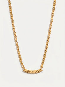 Trust God Curved Pendant Necklace Gold - A Meaningful Mood