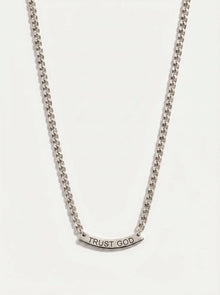 Trust God Curved Pendant Necklace Stainless Steel - A Meaningful Mood