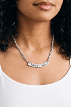 Trust God Curved Pendant Necklace Stainless Steel - A Meaningful Mood