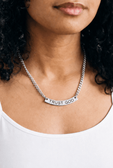 Trust God Curved Pendant Necklace Stainless Steel - A Meaningful Mood