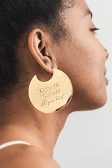 Trust In the Lord Engraved Earrings 18k Gold - Plated - A Meaningful Mood