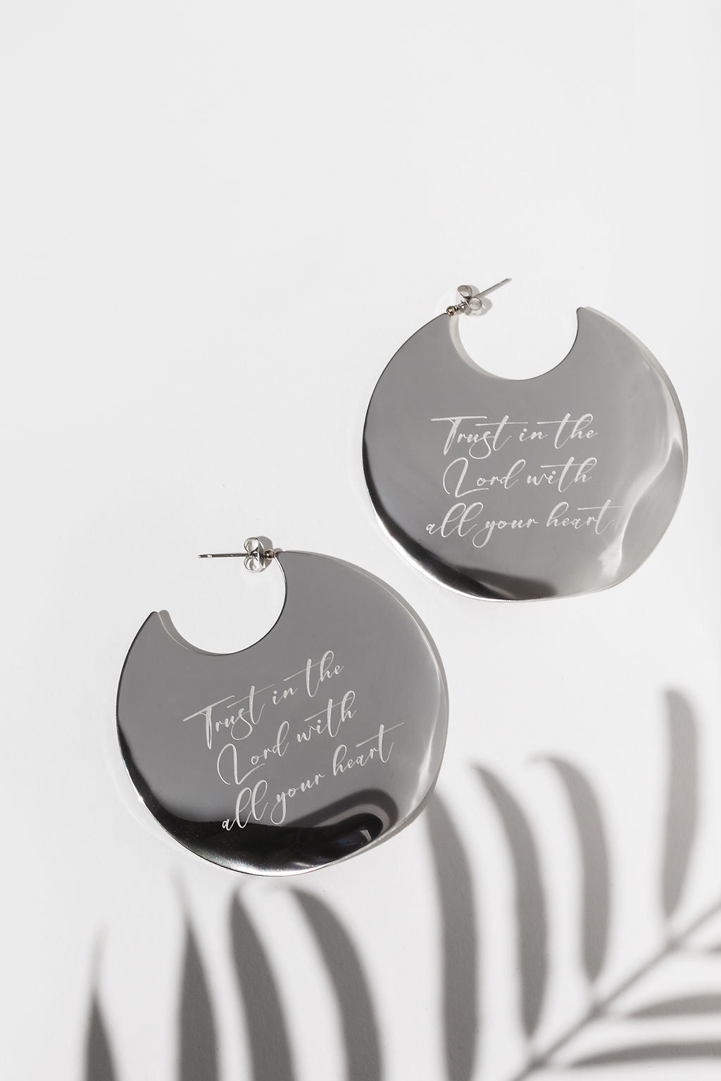 Trust In the Lord Engraved Earrings Stainless Steel - A Meaningful Mood