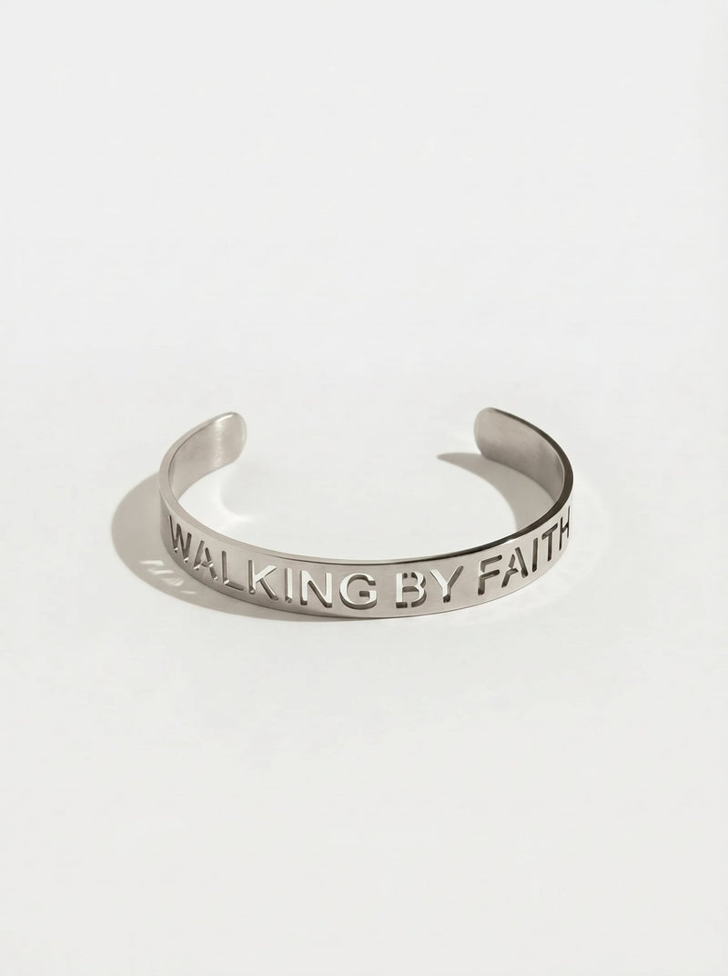 Walking by Faith Bangle Stainless Steel - A Meaningful Mood