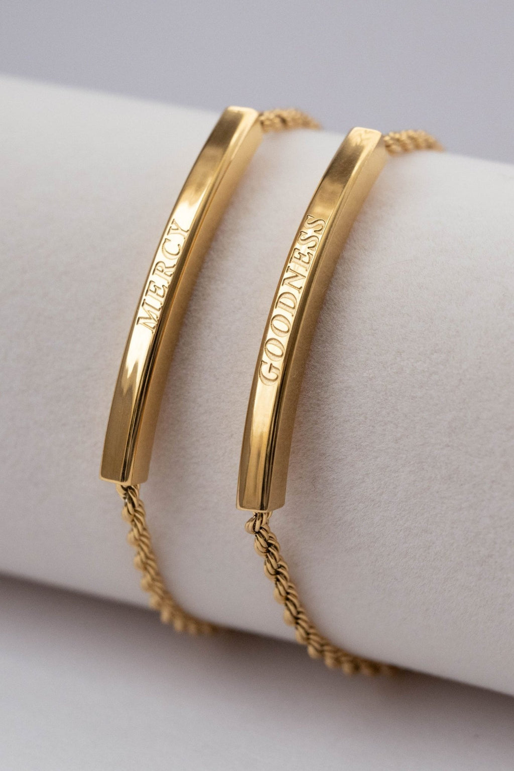 Goodness & Mercy 2pc 18k Gold-Plated Bracelet Set - A Meaningful Mood