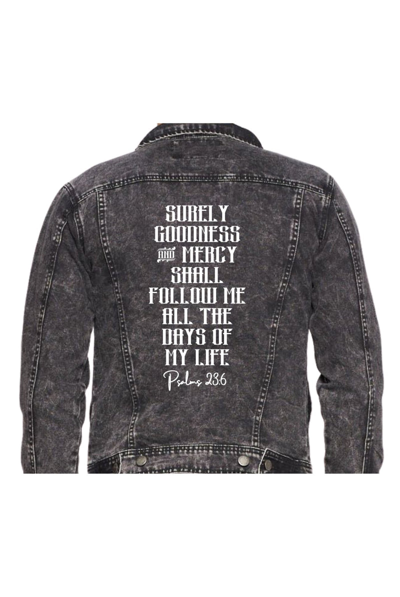 Goodness & Mercy Vintage Black Denim Jacket - A Meaningful Mood