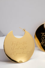 Trust In The Lord 18k Gold Plated Engraved Earrings - A Meaningful Mood