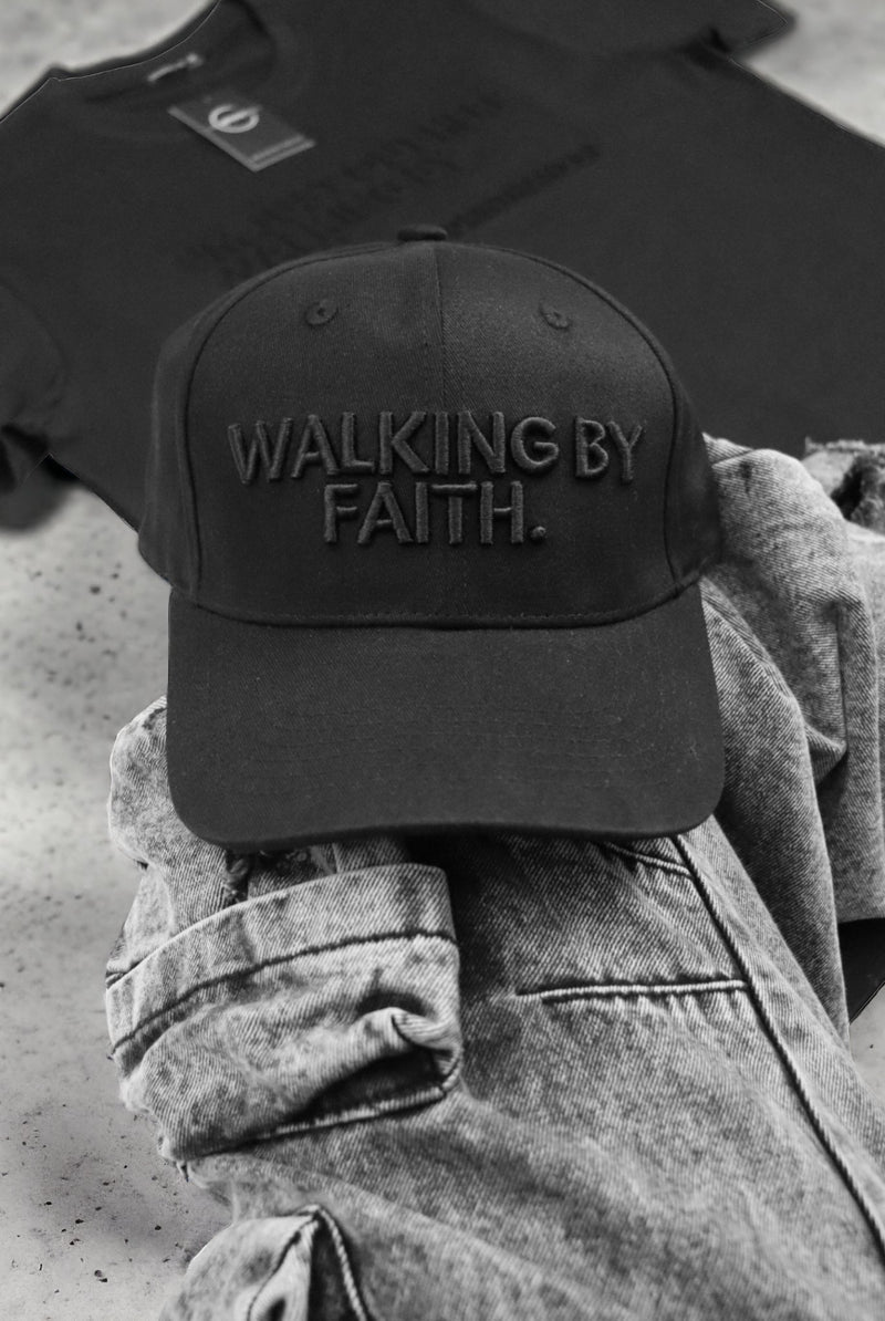 Walking by Faith Black/Black 3D Embroidered Cap - A Meaningful Mood